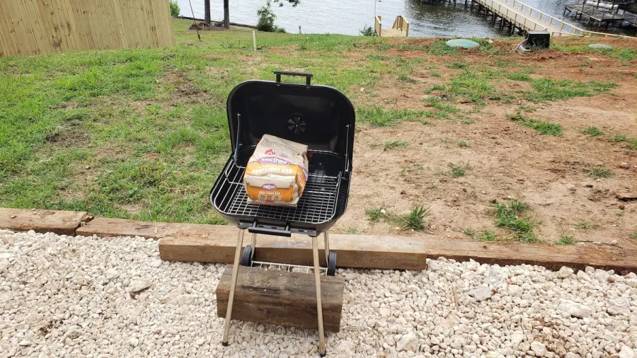 The charcoal bbq grill is modest but gets the job done.