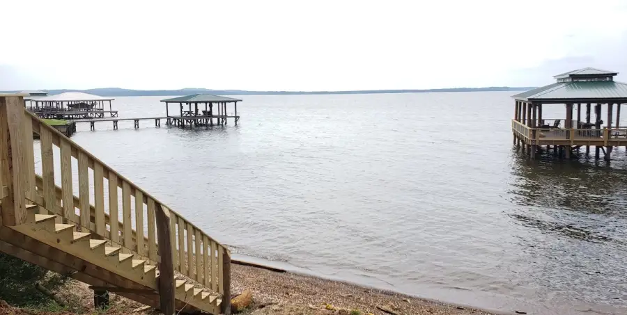 The stairway leads down to the Toledo Bend shoreline.