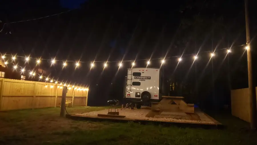 The suspended lights add a nice glow and help you see your way around.